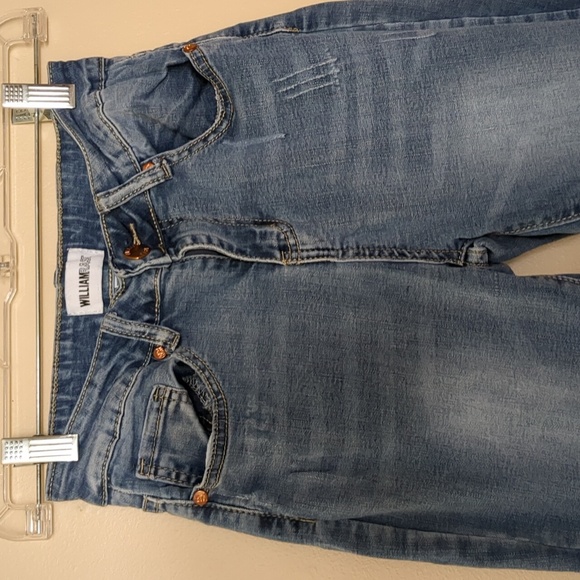 24 William Rast Jeans Distressed Frayed Raw Hem Blue Denim - Picture 3 of 17